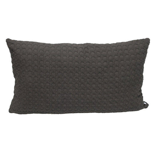 14" X 26" Dark Gray Cotton Lumbar Throw Pillow with Texture