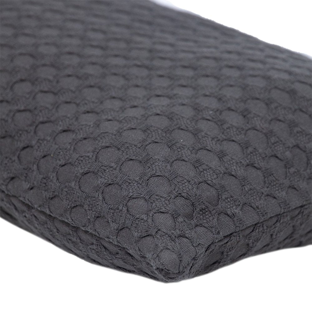 14" X 26" Dark Gray Cotton Lumbar Throw Pillow with Texture