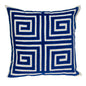 22" Beige and Blue Poly Cotton Blend Throw Pillow with Embroidery and applique