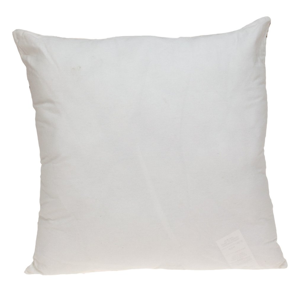 22" Brown and White Cotton Throw Pillow with Embroidery