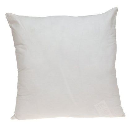 22" Brown and White Cotton Throw Pillow with Embroidery