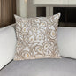 22" Brown and White Floral Cotton Throw Pillow With Embroidery