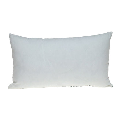 14" X 24" Brown and White Cotton Lumbar Throw Pillow with Embroidery