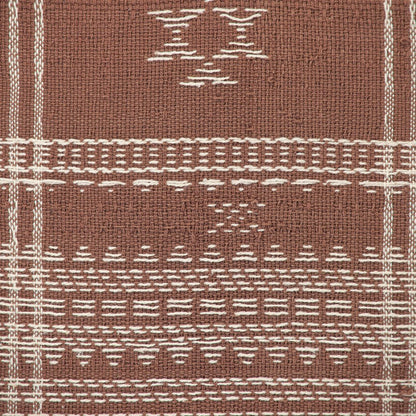 18" Beige and Brown Cotton Throw Pillow with Tassels