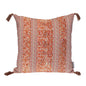 18" Pink and Orange Cotton Throw Pillow with Tassels