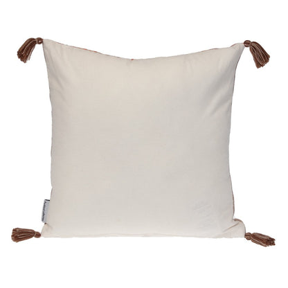 18" Pink and Orange Cotton Throw Pillow with Tassels