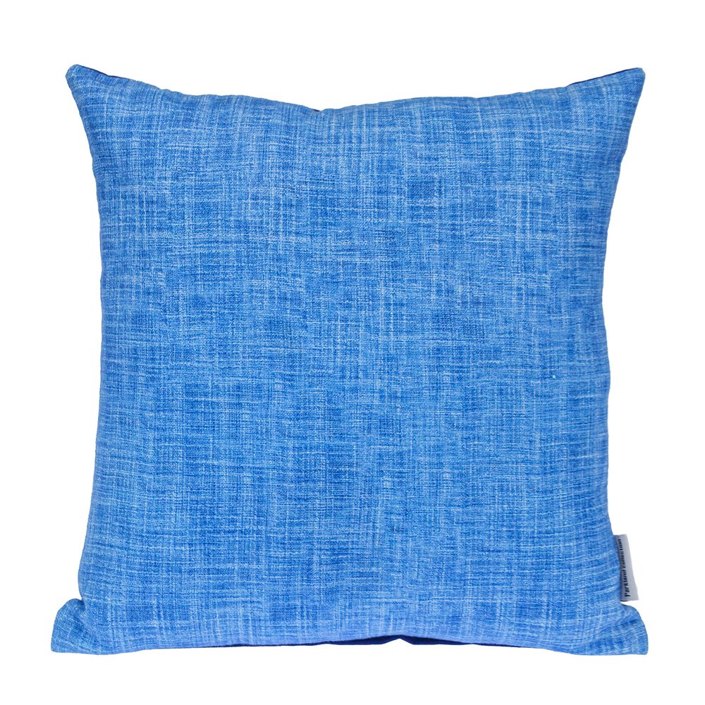 18" Blue Cotton Throw Pillow