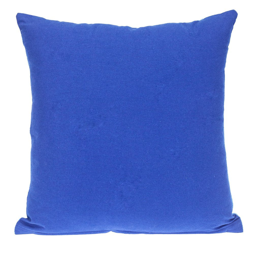 18" Blue Cotton Throw Pillow