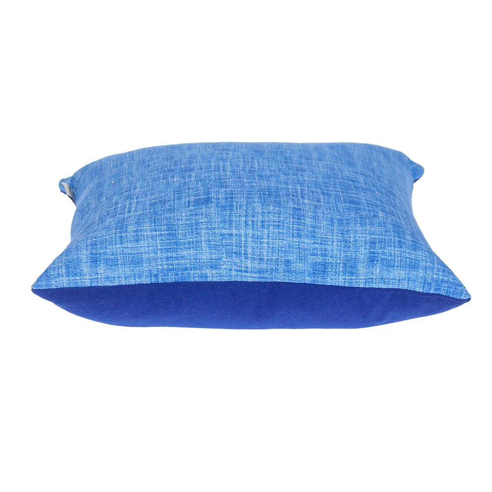 18" Blue Cotton Throw Pillow