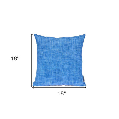 18" Blue Cotton Throw Pillow