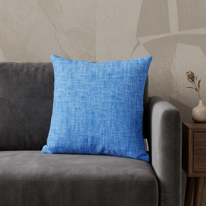 18" Blue Cotton Throw Pillow