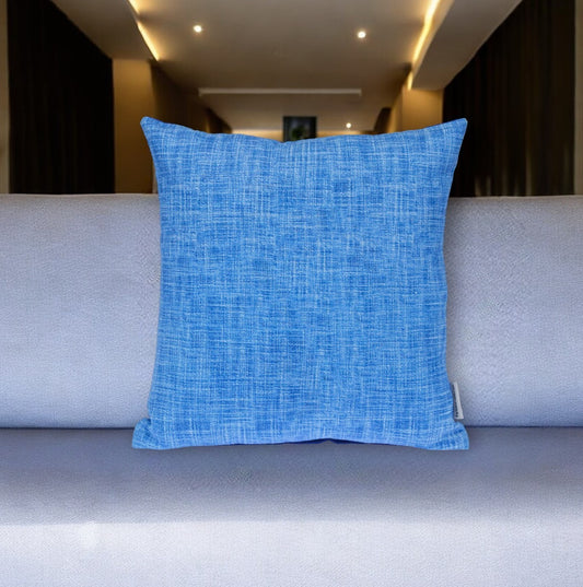 18" Blue Weave Cotton Throw Pillow