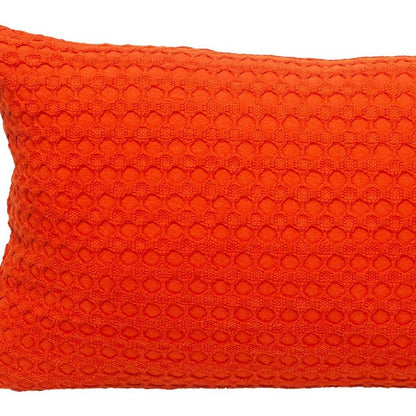14" X 26" Orange Cotton Lumbar Throw Pillow with Texture