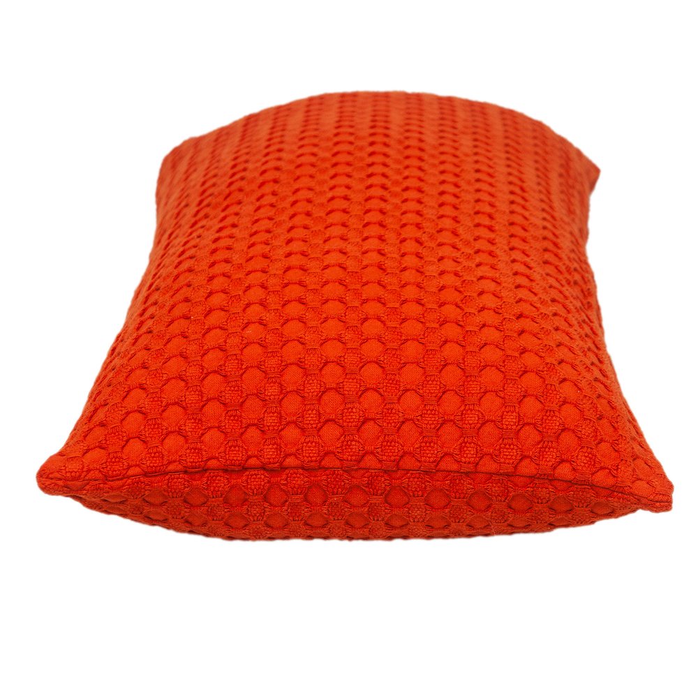 14" X 26" Orange Cotton Lumbar Throw Pillow with Texture