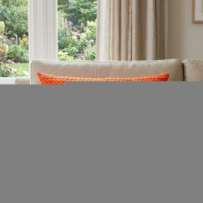 14" X 26" Orange Cotton Lumbar Throw Pillow with Texture