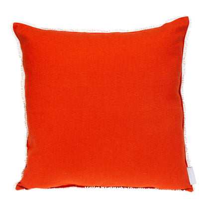 16" Orange Cotton Throw Pillow With Fringe