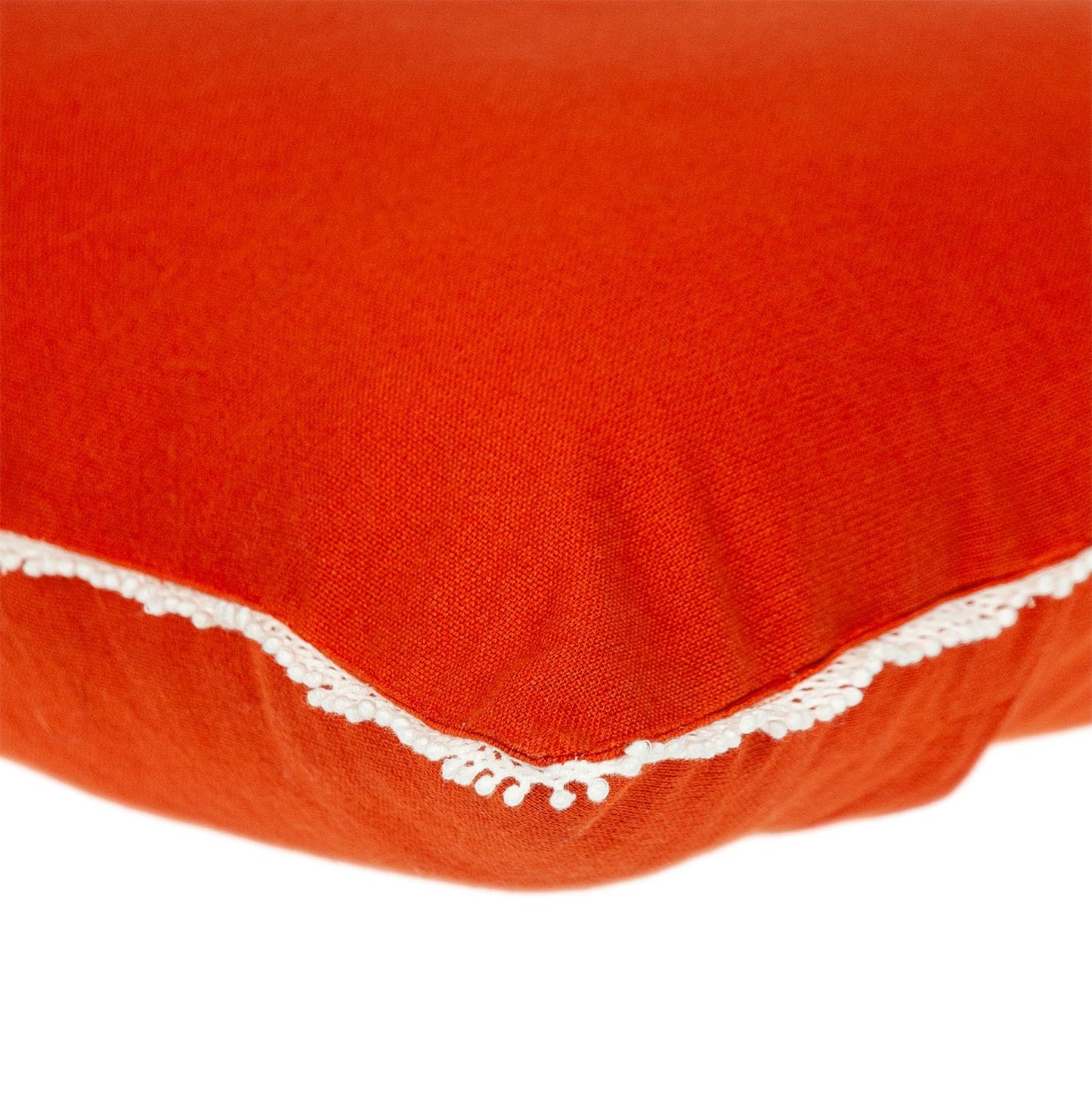 16" Orange Cotton Throw Pillow With Fringe