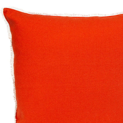 16" Orange Cotton Throw Pillow With Fringe