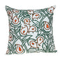 22" Green And White Floral Cotton Throw Pillow with Embroidery
