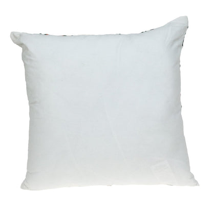 22" Green and White Cotton Throw Pillow with Embroidery