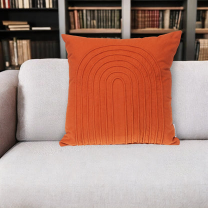 18" Orange Geometric Cotton Throw Pillow