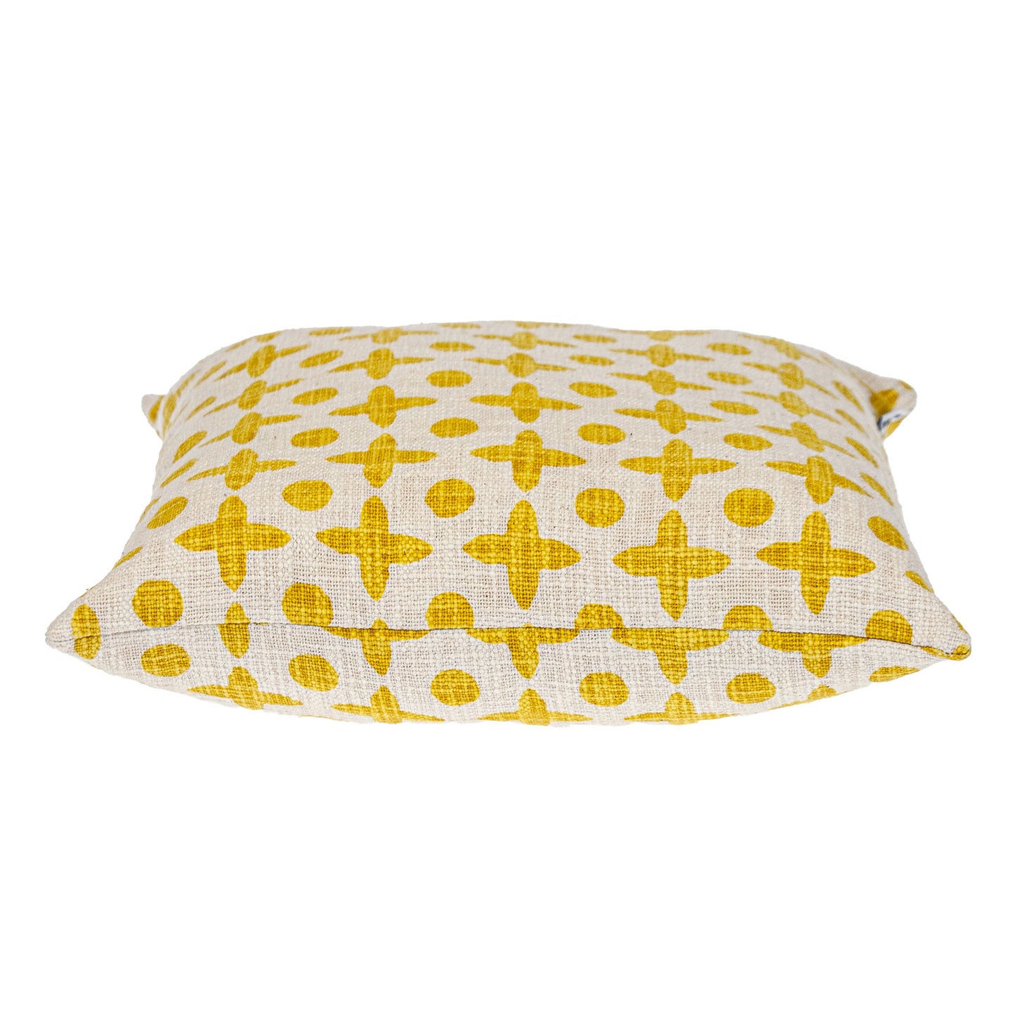 18" Yellow and White Geometric Cotton Throw Pillow