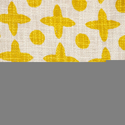 18" Yellow and White Geometric Cotton Throw Pillow