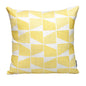 18" Yellow and White Geometric Cotton Throw Pillow With Embroidery