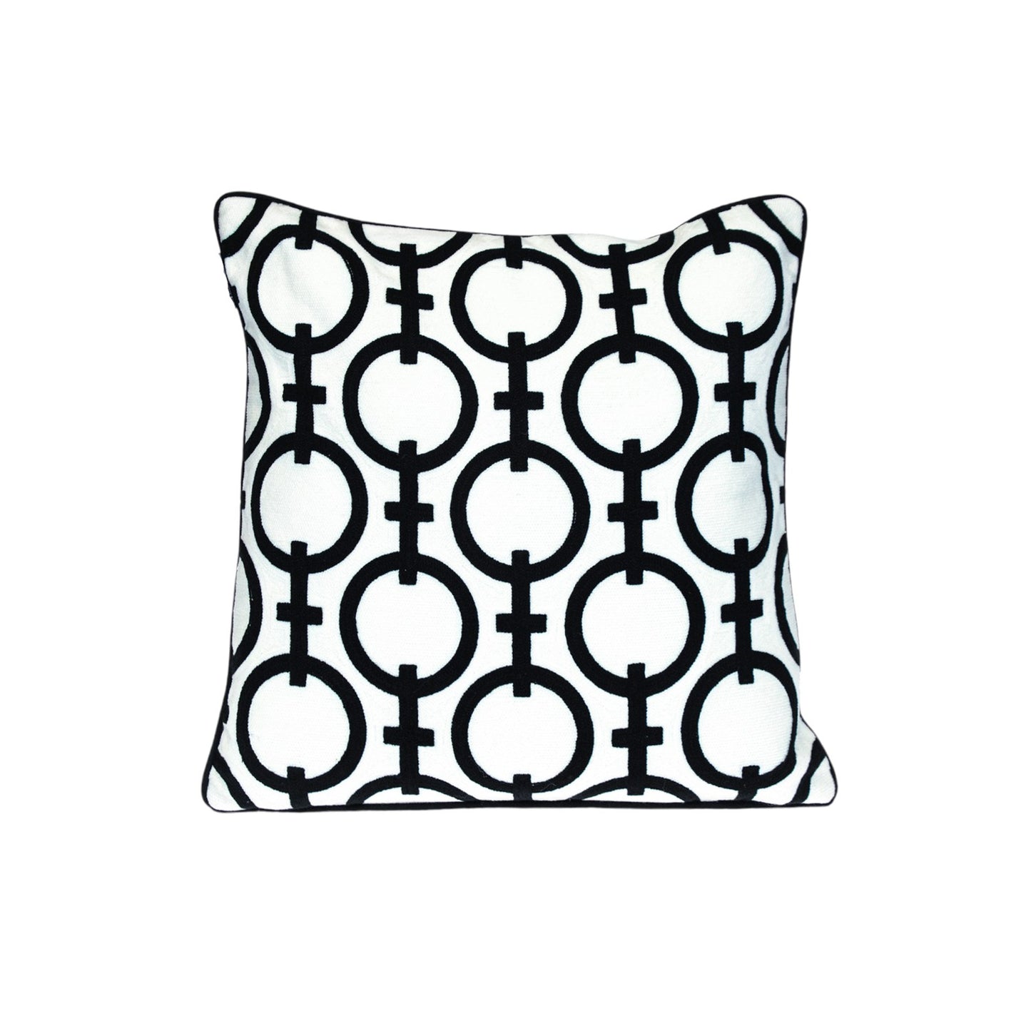 20" Black and White Geometric Cotton Throw Pillow