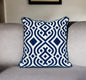 20" Blue and White Geometric Cotton Throw Pillow