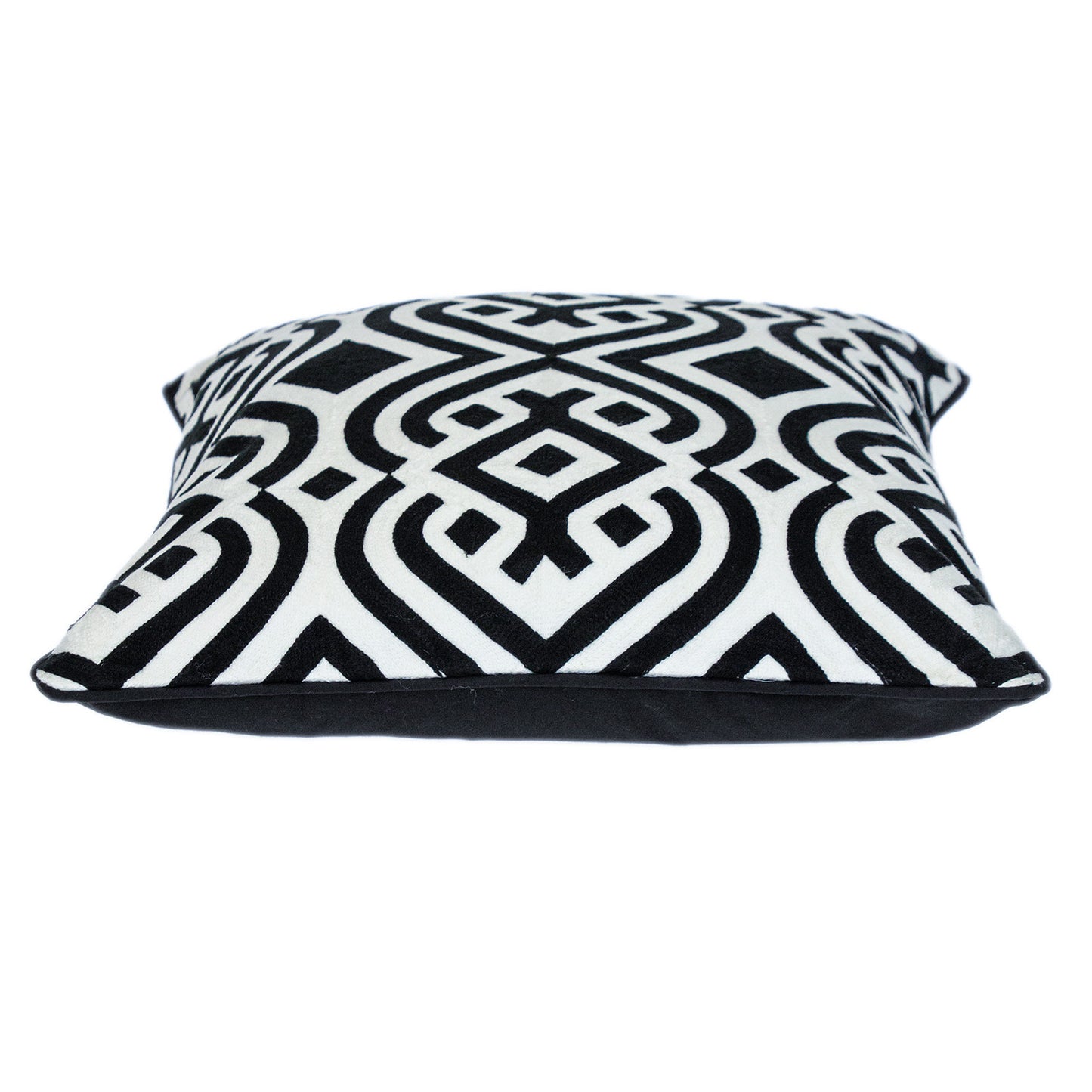 20" Black and White Geometric Cotton Throw Pillow