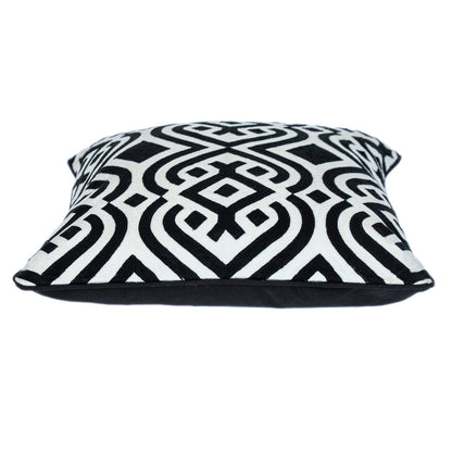 20" Black and White Geometric Cotton Throw Pillow