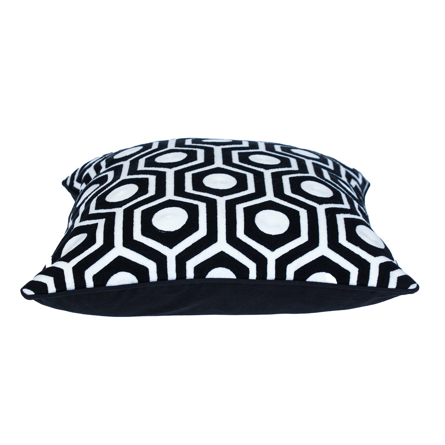 20" Black and White Geometric Cotton Throw Pillow