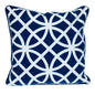 20" Blue and White Geometric Cotton Throw Pillow