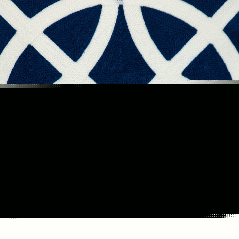 20" Blue and White Geometric Cotton Throw Pillow