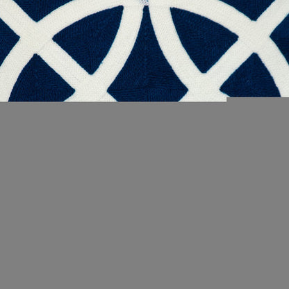 20" Blue and White Geometric Cotton Throw Pillow