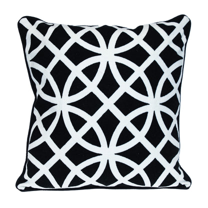 20" Black Geometric Cotton Throw Pillow