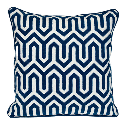 20" Blue Geometric Cotton Throw Pillow