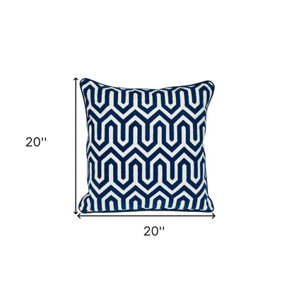 20" Blue Geometric Cotton Throw Pillow