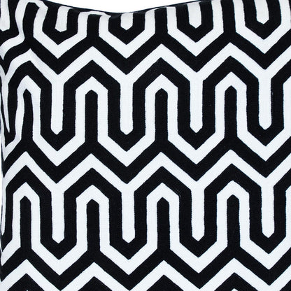 20" Black Geometric Cotton Throw Pillow