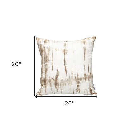 20" Brown and White Striped Cotton Throw Pillow