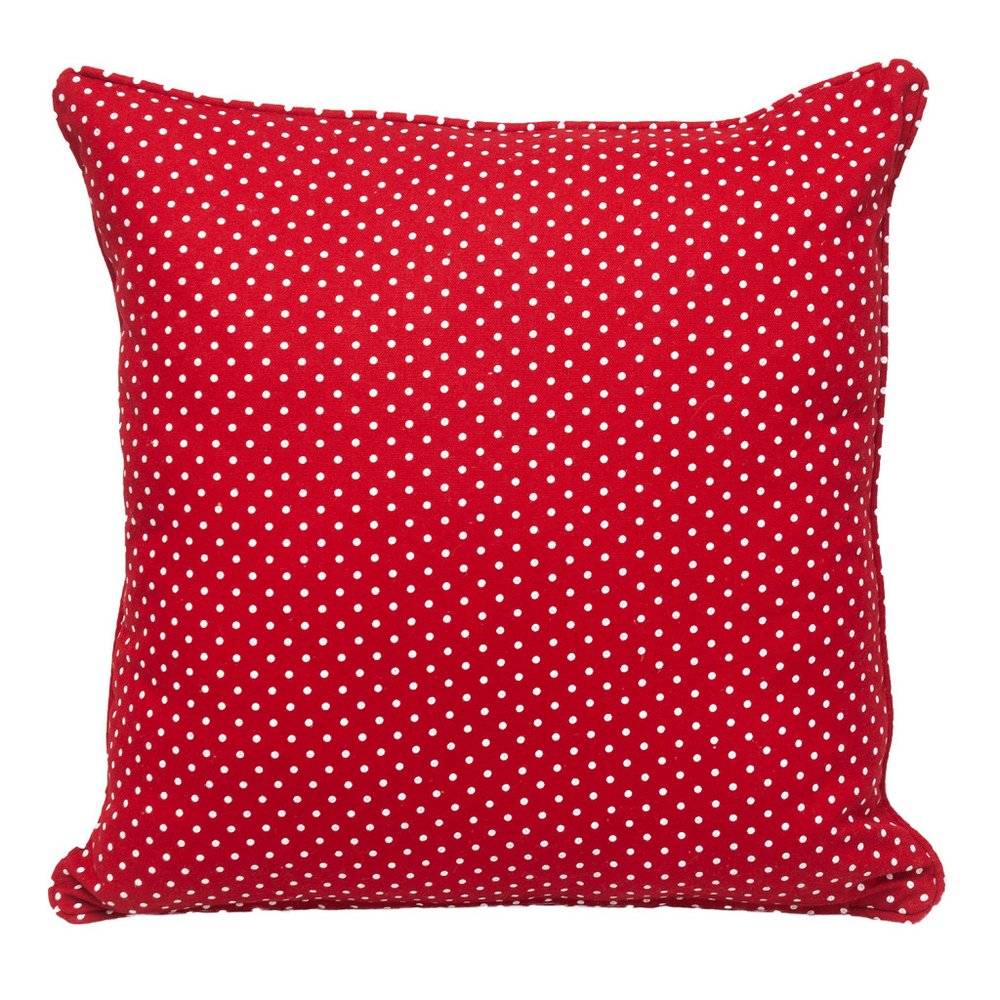 18" Red and White Cotton Reversible Throw Pillow