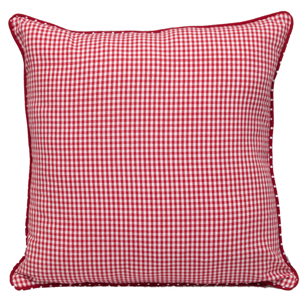 18" Red and White Check Cotton Throw Pillow