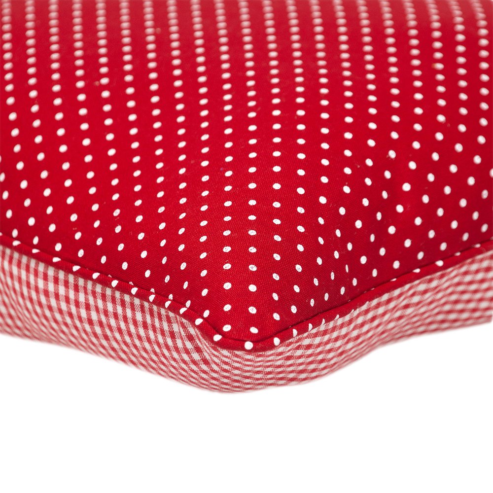18" Red and White Cotton Reversible Throw Pillow