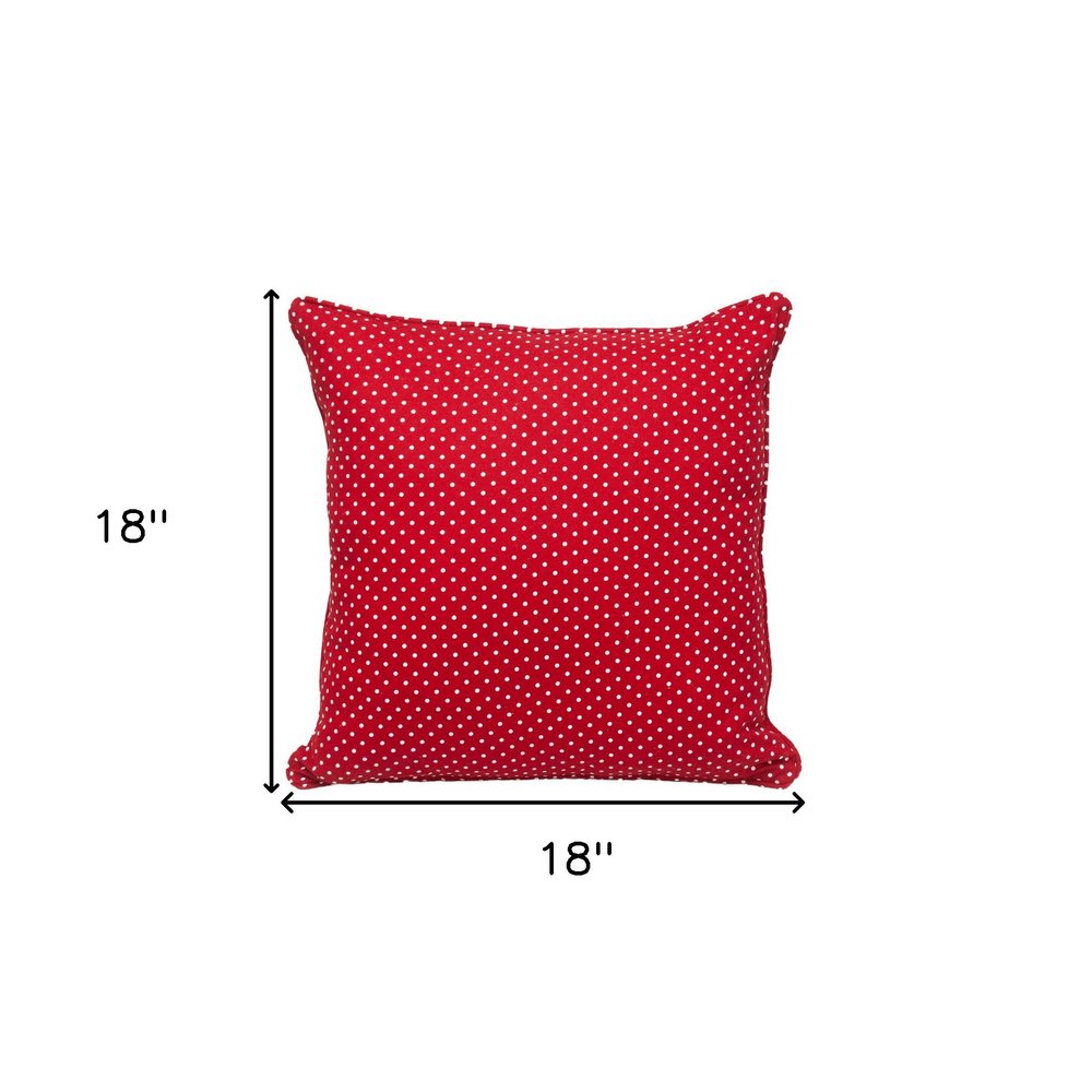 18" Red and White Cotton Reversible Throw Pillow
