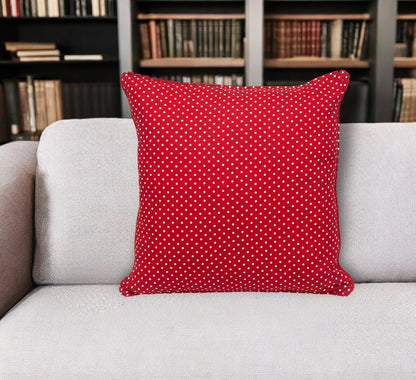 18" Red and White Cotton Reversible Throw Pillow