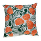 22" Orange And White Floral Cotton Throw Pillow with Embroidery