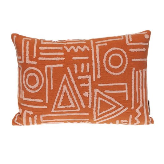 14" X 20" Pink and Orange Geometric Cotton Throw Pillow