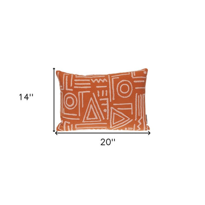 14" X 20" Pink and Orange Geometric Cotton Throw Pillow