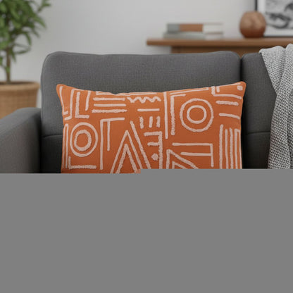 14" X 20" Pink and Orange Geometric Cotton Throw Pillow